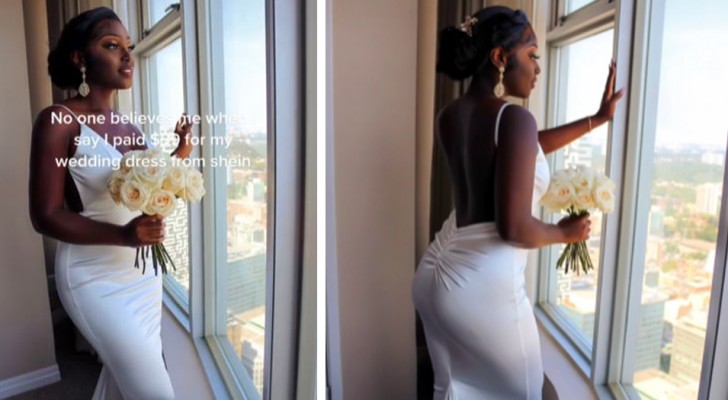 She flaunts her €36 euro wedding dress purchased online: no one notices how cheap it is
