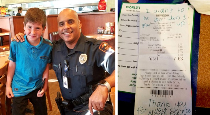 This child bought breakfast for a policeman: When I grow up I want to be like you, thank you for everything you do