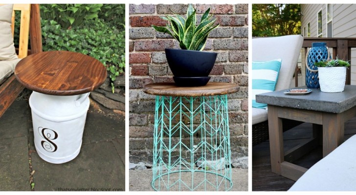 Dekorera din balkong, veranda eller trädgård med bekväma bord att placera på din uteplats!