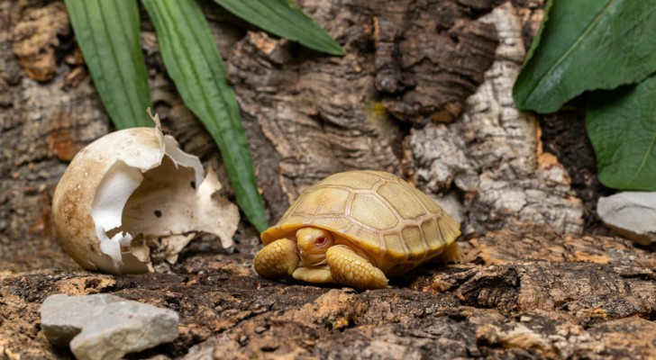 Kleine albino-schildpad ontdekt: het is het eerste exemplaar dat met deze kenmerken is geboren