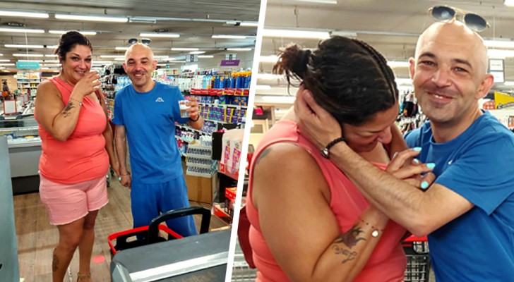 Man asks his girlfriend to marry him and uses the speaker system in a supermarket: a very unique wedding proposal