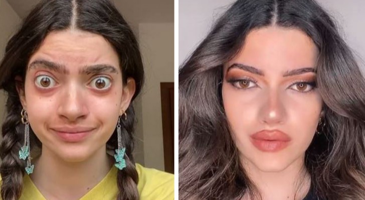 This young woman manages to transform herself thanks to make-up; some accuse her of being "fake"