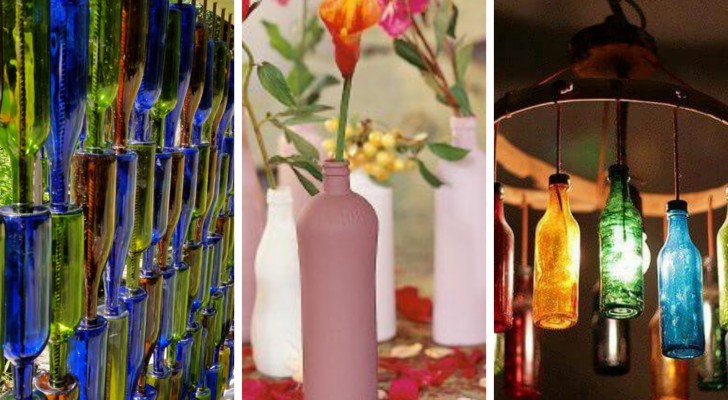 10 buitengewone ideeën om van glazen flessen mooie creaties te maken