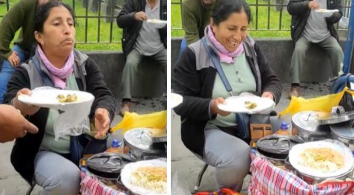 Elle recouvre les assiettes avec du film alimentaire pour ne pas les laver : l'astuce d'une vendeuse de rue