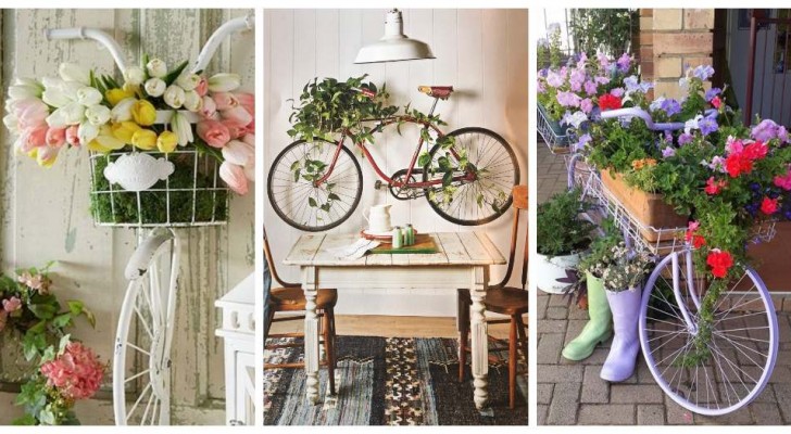 9 idee strepitose per trasformare delle biciclette in bellissime fioriere