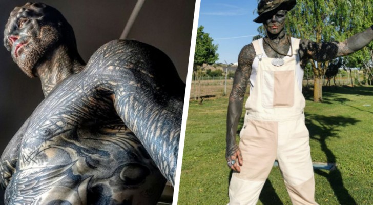 Un garçon se tatoue le corps entier et subit des dizaines de modifications physiques : "Je veux devenir un alien"