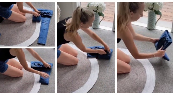 Lernen Sie mit TikTok 3 verschiedene Arten, Jeans zu falten, je nachdem, wo sie aufbewahrt werden