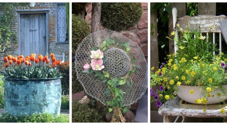 11 progetti di riciclo creativo di vecchi oggetti per rendere più affascinante il giardino
