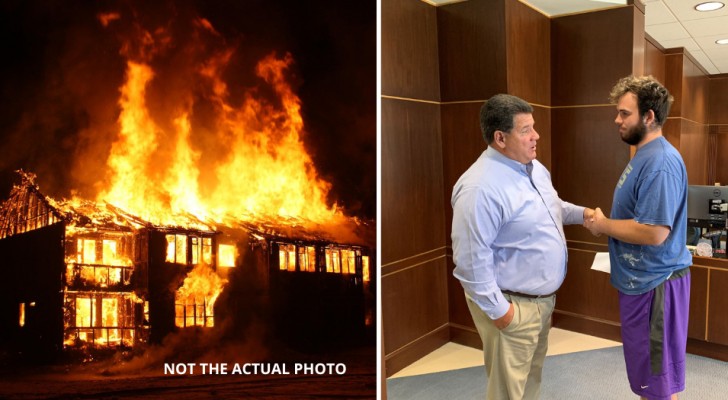 Hij ziet een huis in brand staan terwijl hij een pizza bezorgt: hij rent naar binnen en redt 5 kinderen (+ VIDEO)