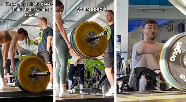 Sie nahm die Herausforderung an und hob 120 kg, was alle Männer im Fitnessstudio schockierte: 