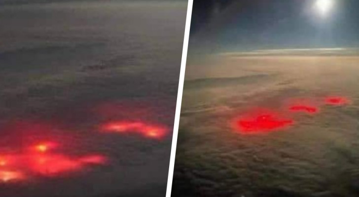 En pilot fotograferar en märklig röd fläck på havet: på webben regnar det bisarra teorier