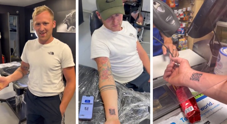 Hij laat de code van de klantenkaart van zijn favoriete supermarkt op zijn arm tatoeëren: het scannen werkt