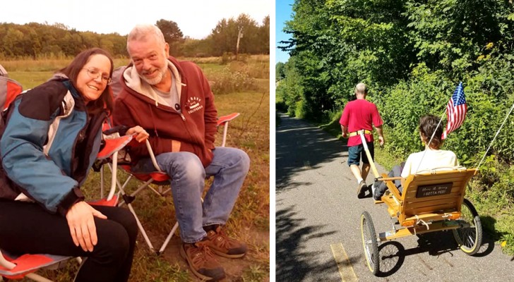 Construye un carro bicicleta para su mujer enferma: "no puede caminar, pero no renunciamos a nuestros paseos"