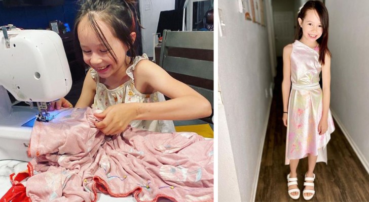 Op 9-jarige leeftijd ontwerpt en naait ze prachtige jurken: haar werken zijn erg populair op internet