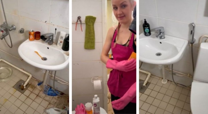 Dame klaart ogenschijnlijk onmogelijke klus en maakt akelig smerige badkamer snel schoon 