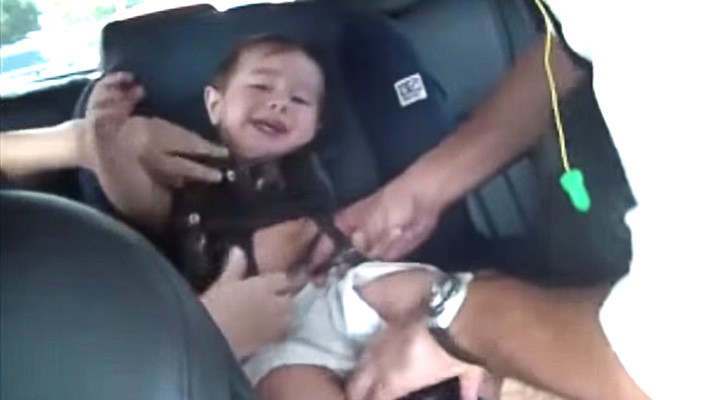 A kid is having a tantrum, but look what happens when the music starts ...
