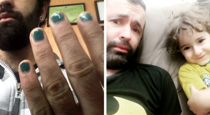 Na escola riem dele porque está com esmalte nas unhas: seu pai vai trabalhar com unhas coloridas em protesto contra o bullying