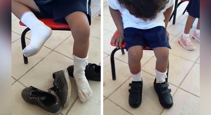 This teacher notices that one of her students has worn out shoes: she decides to buy her a new pair (+ VIDEO)