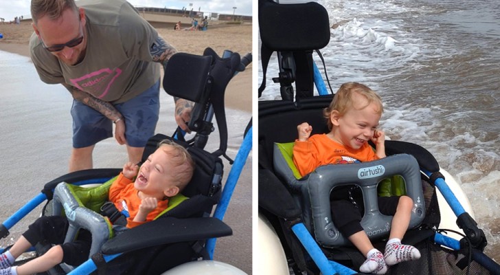 Niño de 2 años con parálisis cerebral ve por primera vez el mar y se entusiasma (+VIDEO)
