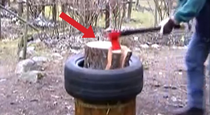 Eine innovative Methode, einen Baumstamm in wenigen Sekunden zu teilen. WOW!