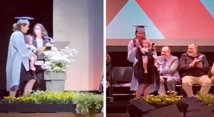 Madre soltera y trabajadora participa en la ceremonia de graduación junto a su hija de 8 meses (+ VIDEO)