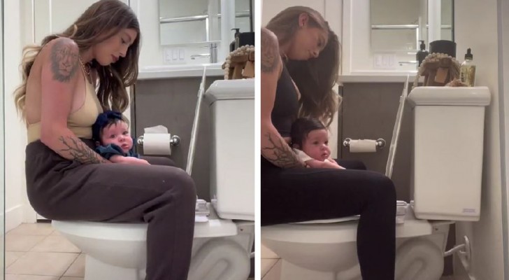 Ze laat haar dochter wennen aan het gebruik van het toilet als ze nog maar 2 maanden oud is: 