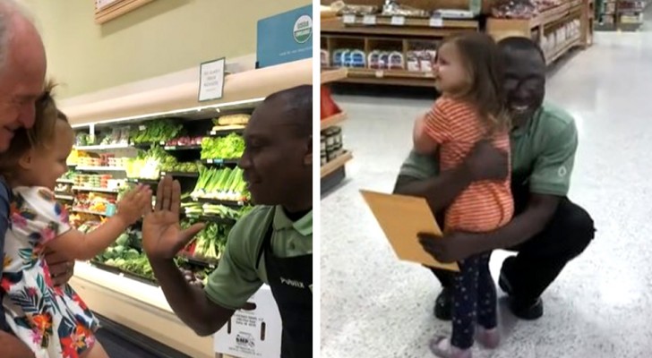 Niña se encariña con el empleado de un supermercado: junto a su madre recaudan 10.000 dólares para ayudarlo