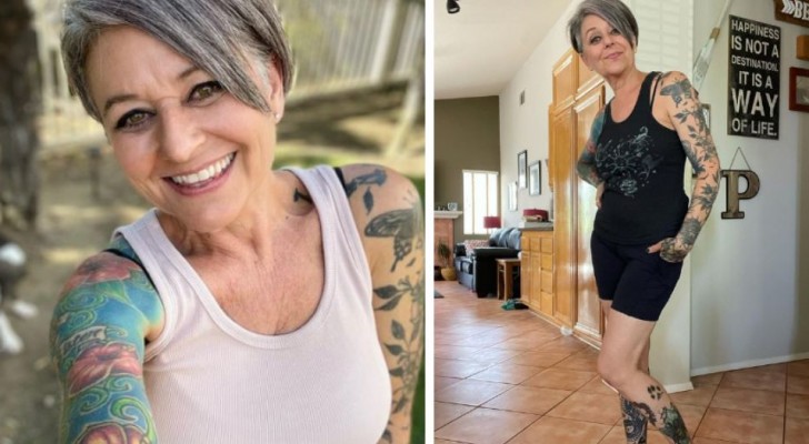 Viene criticata perché a 58 anni si sente giovane: "Sono fiera dei miei capelli grigi e dei tatuaggi"