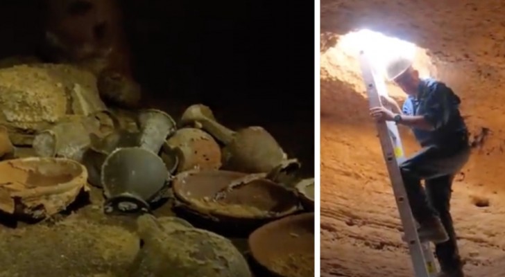 Bij toeval een grot gevonden in Israël met Egyptische vazen: 