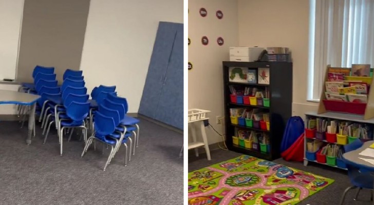 Lehrerin investiert Geld, um ein trauriges Kindergartenzimmer in einen bunten Raum zu verwandeln