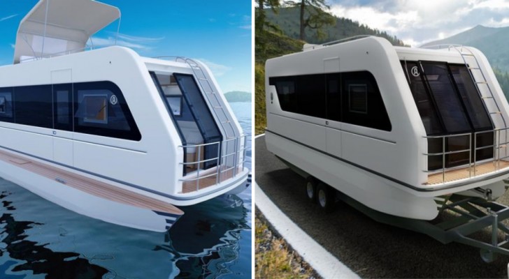 Voici la caravane amphibie qui se transforme en bateau à moteur et rend possible le camping sur l'eau