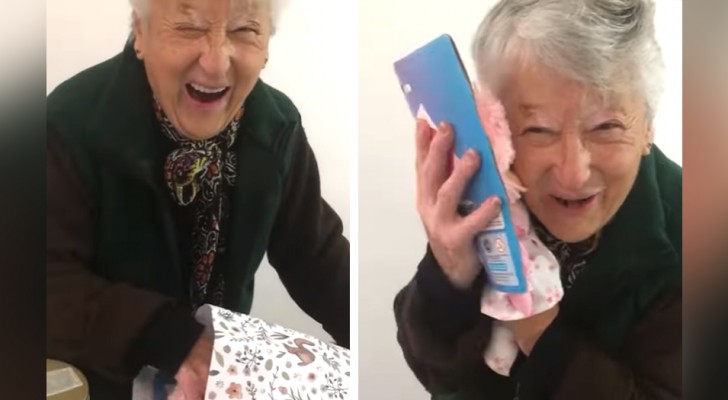En gammal kvinna får en docka på sin födelsedag och blir rörd till tårar eftersom hon aldrig haft en som ung (+VIDEO)