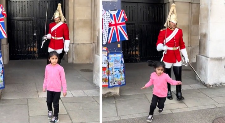 A royal guard yells at a little girl who is in his way: "Out of the way!" (+ VIDEO)