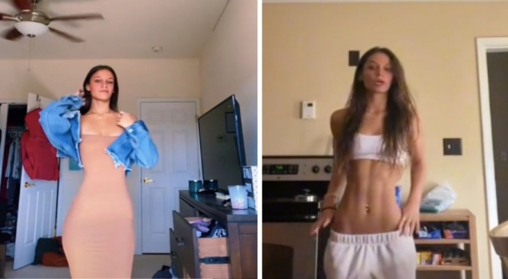 Mädchen zeigt ihren sehr langen Oberkörper auf Video: 