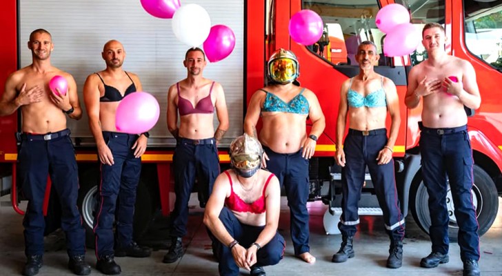Pompieri posano in reggiseno per un calendario: "è un modo per sostenere la lotta contro il cancro al seno"
