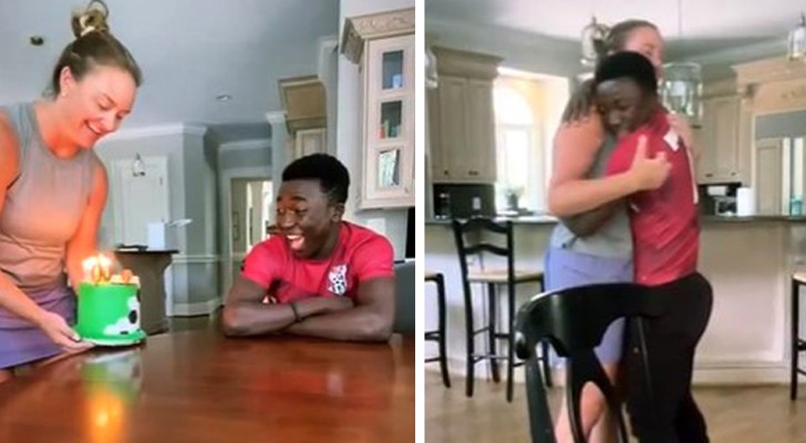 Adopted boy receives a birthday cake for the first time: he can't hold back his emotions