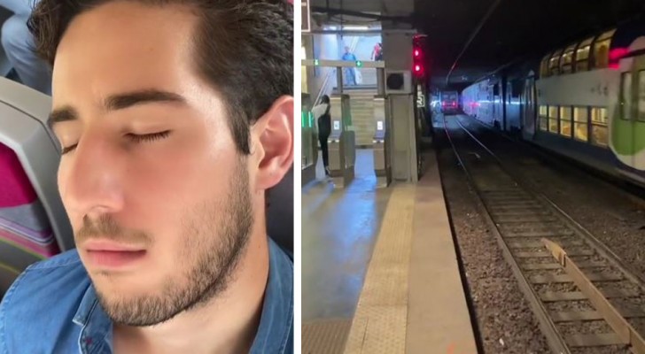 Ele adormece no trem e seus amigos descem sem dizer nada: ele acorda em outro país