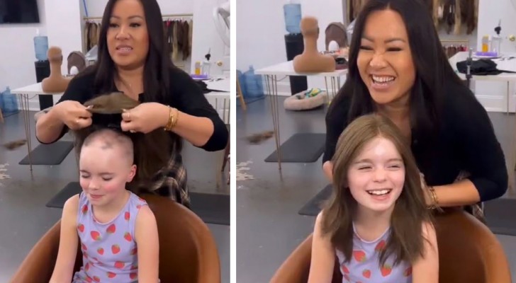 Bambina con alopecia riceve la sua prima parrucca: la sua reazione è commovente