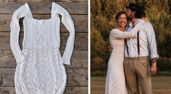 Ela tricota o próprio vestido de noiva: gasta US$ 290 e leva mais de 200 horas para criá-lo
