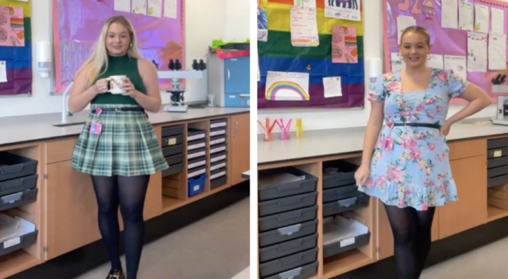 Questa insegnante viene criticata sui social per il suo abbigliamento a scuola: 
