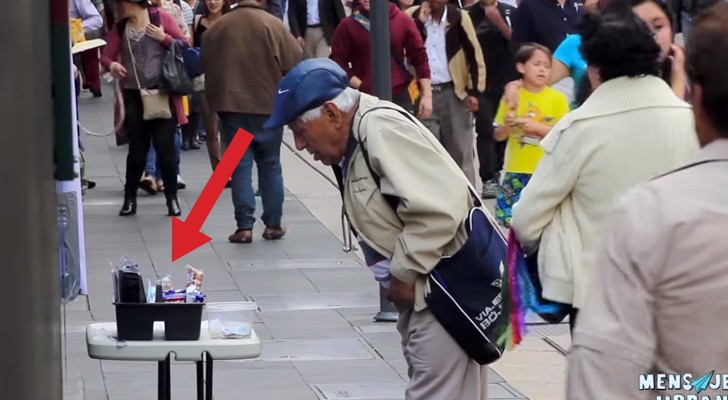 They sets up a stall for charity in the street: the behavior of people passing by is amazing !