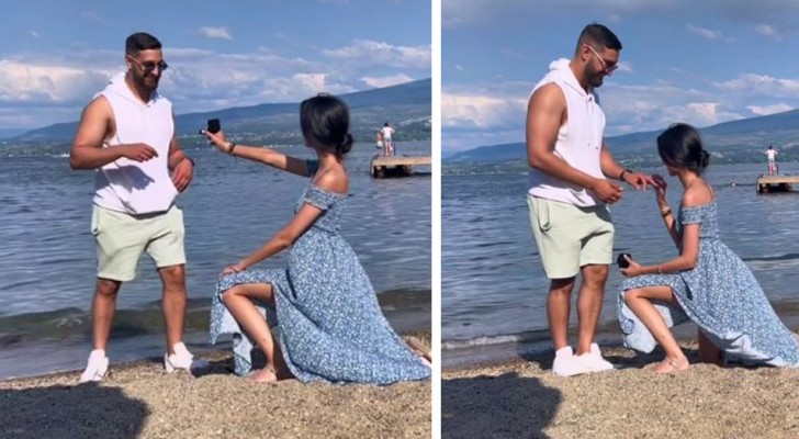 Elle s'agenouille devant son petit ami pour le demander en mariage : critiquée sur le web