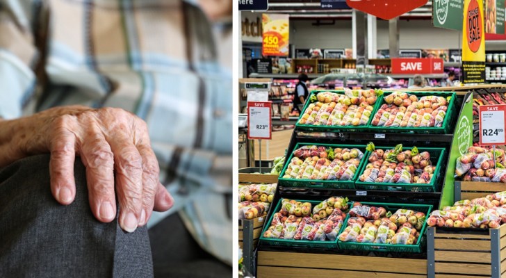 En äldre kvinna stjäl i mataffären: 