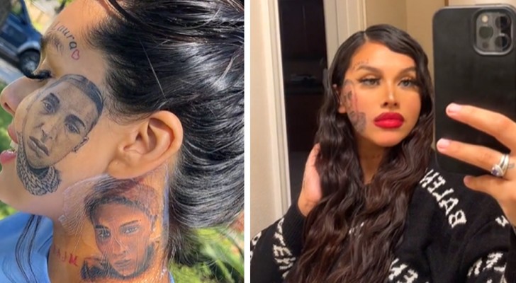 Woman gets a tattoo of her ex-partner's face on her cheek after he cheated on her: 