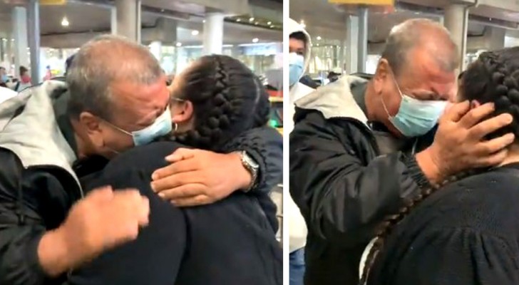 Vuelve a abrazar a su padre después de 21 años: 