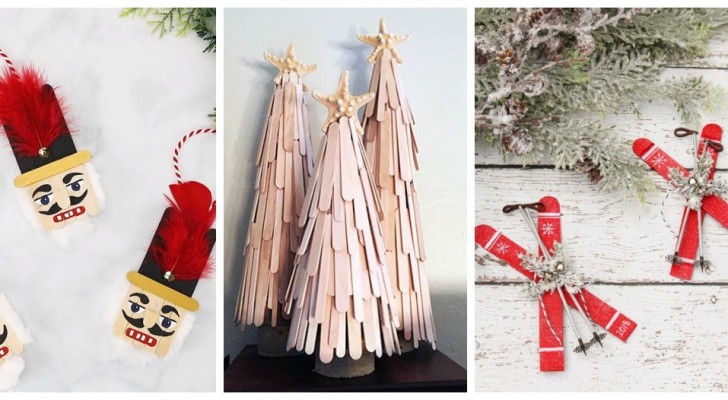11 spunti creativi per riciclare i bastoncini del gelato e ricavarne adorabili ornamenti di Natale