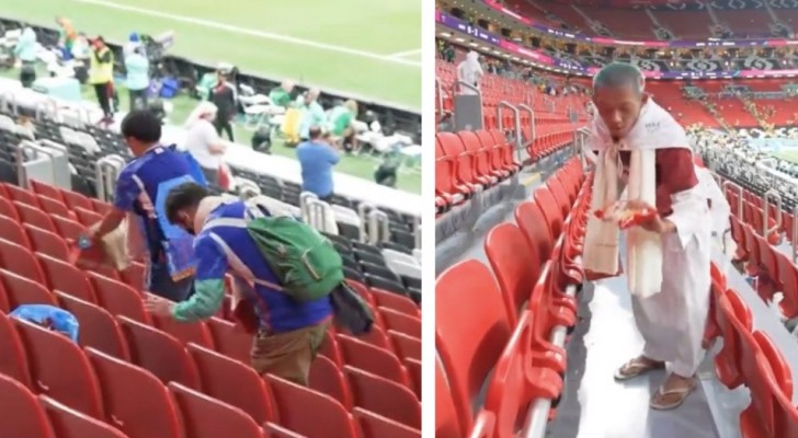Qatar: japanska fans stannar på stadion efter matchens slut för att städa läktarna