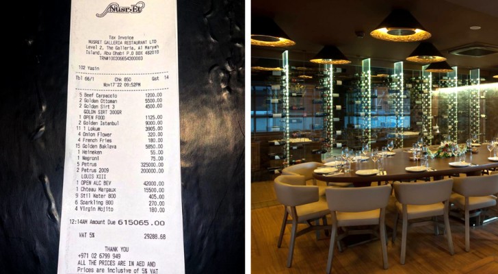 A group of 14 go out to dinner: the bill is more than 161,000 euros