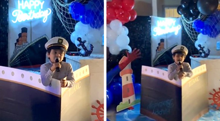 Ett barn vill ha Titanic-tema på sin födelsedag och sjunger till och med den berömda låten från soundtracket