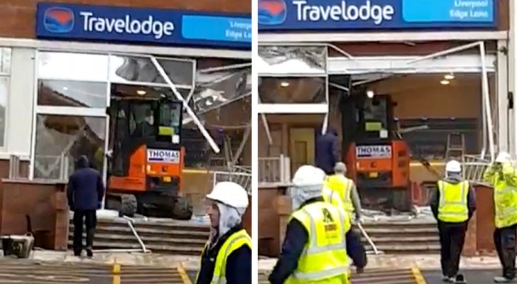 Company does not pay a worker for his labor: he takes his revenge by destroying the hotel entrance